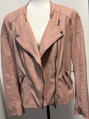 Only Faux Leather Moto Jacket - Blush Pink